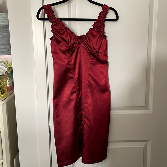 Garnet Red Satin Dress - Picture 1 of 7